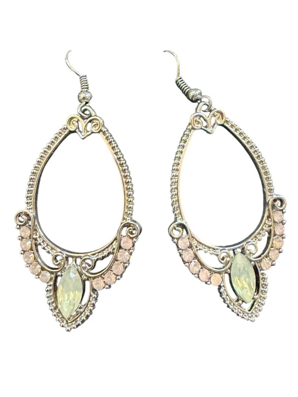 Silver Chandelier Teardrop Rhinestone Marquise Dangle E